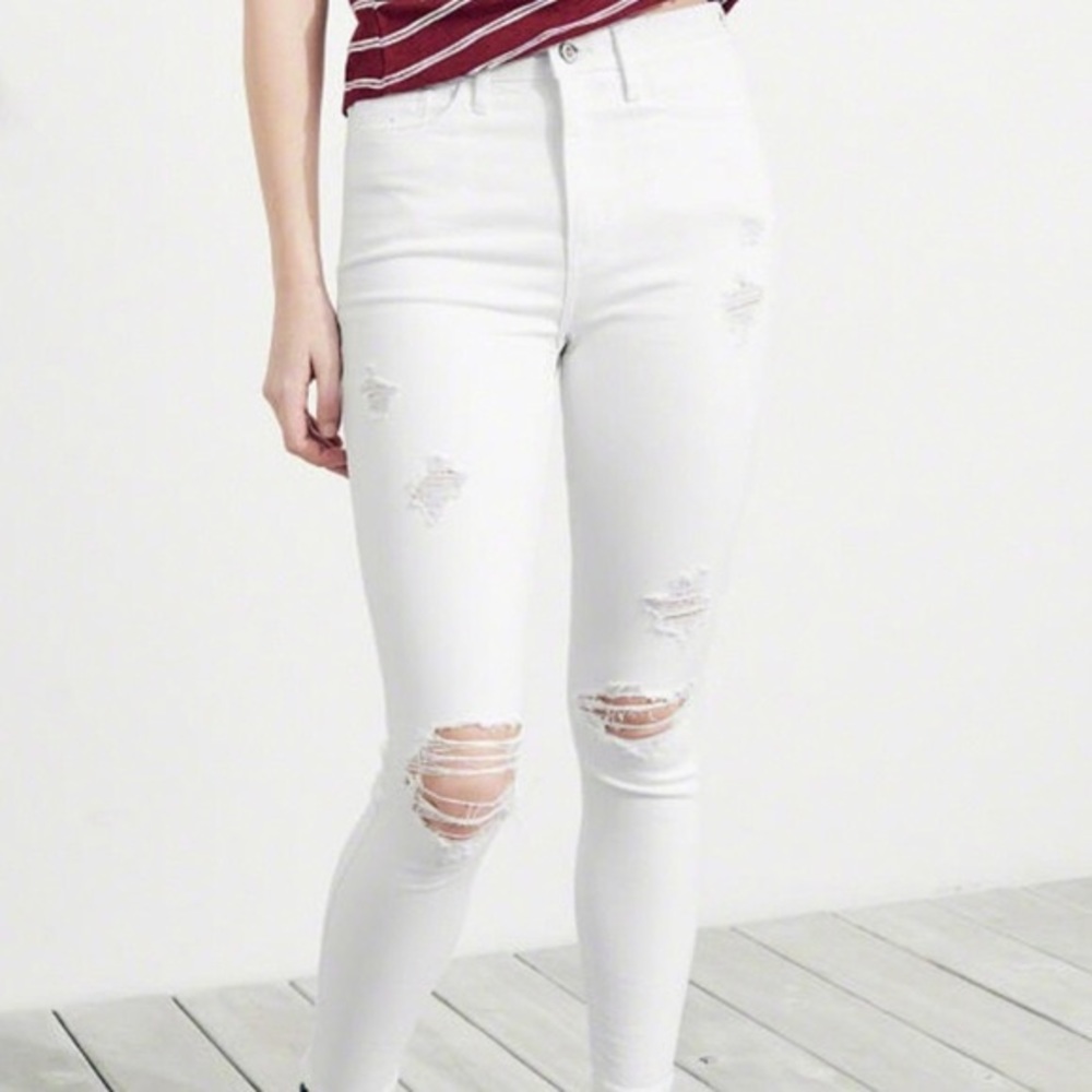 White high rise super skinny jeans
